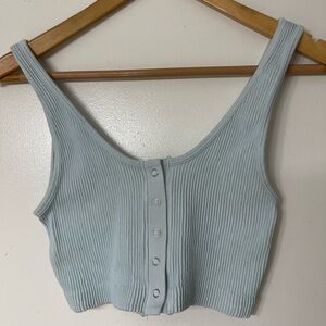 Aerie Sky Blue Ribbed Button Up Tank Top Bralette